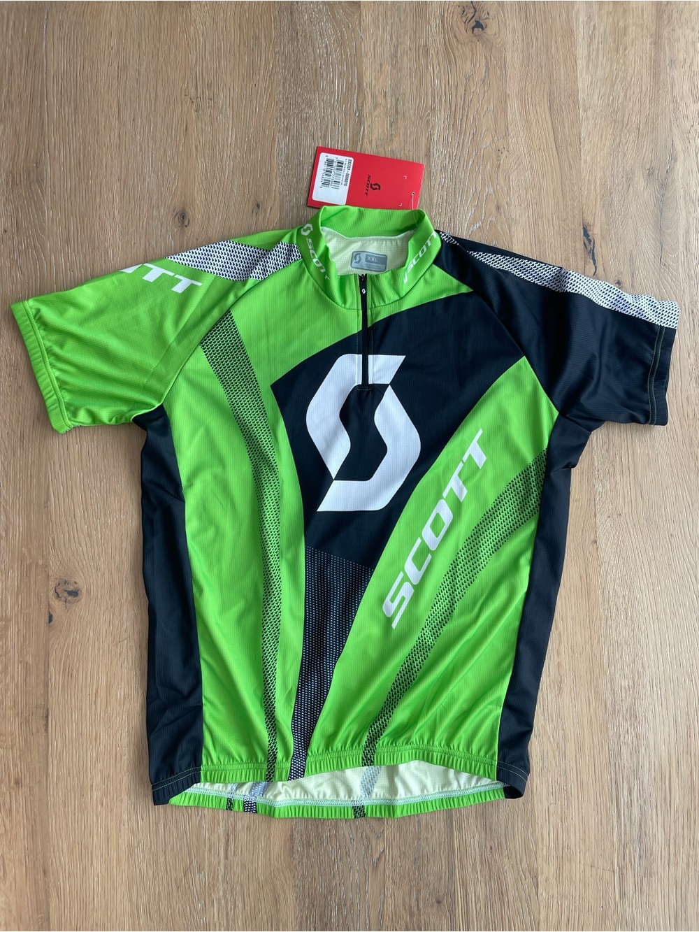 Scott RC Bikewear Mens Cycling Jersey Green Black XXL Short Sleeve Quarter Zip